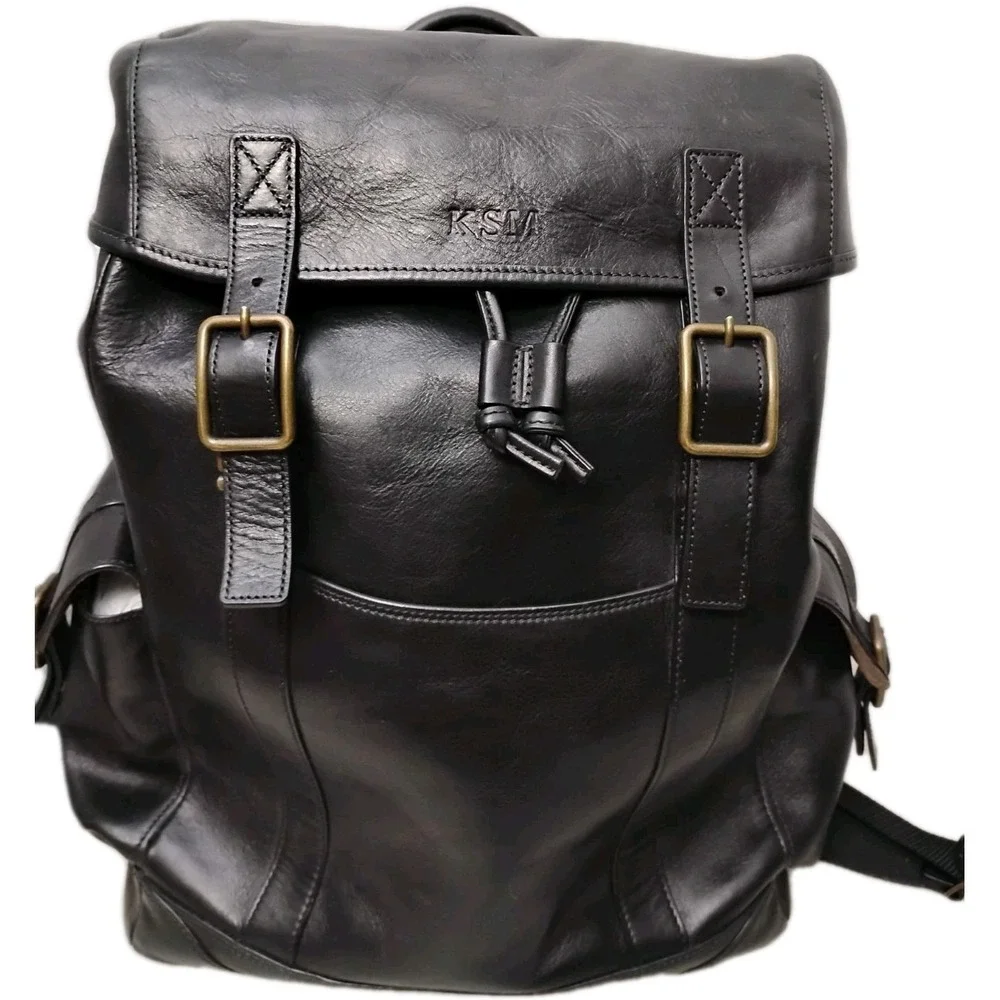 Bosca Luggage Black Leather Carry On Backpack Bag Laptop Case Italian Luxe VTG?